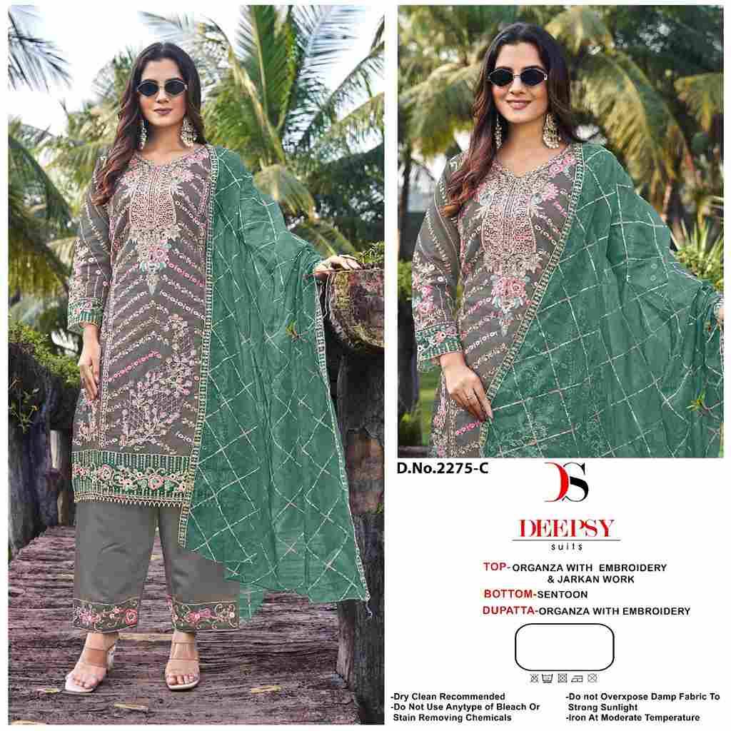 Deepsy Hit Design 2275 Colours By Deepsy Suits 2275-A To 2275-D Series Pakistani Stylish Beautiful Colourful Printed & Embroidered Party Wear & Occasional Wear Organza Dresses At Wholesale Price