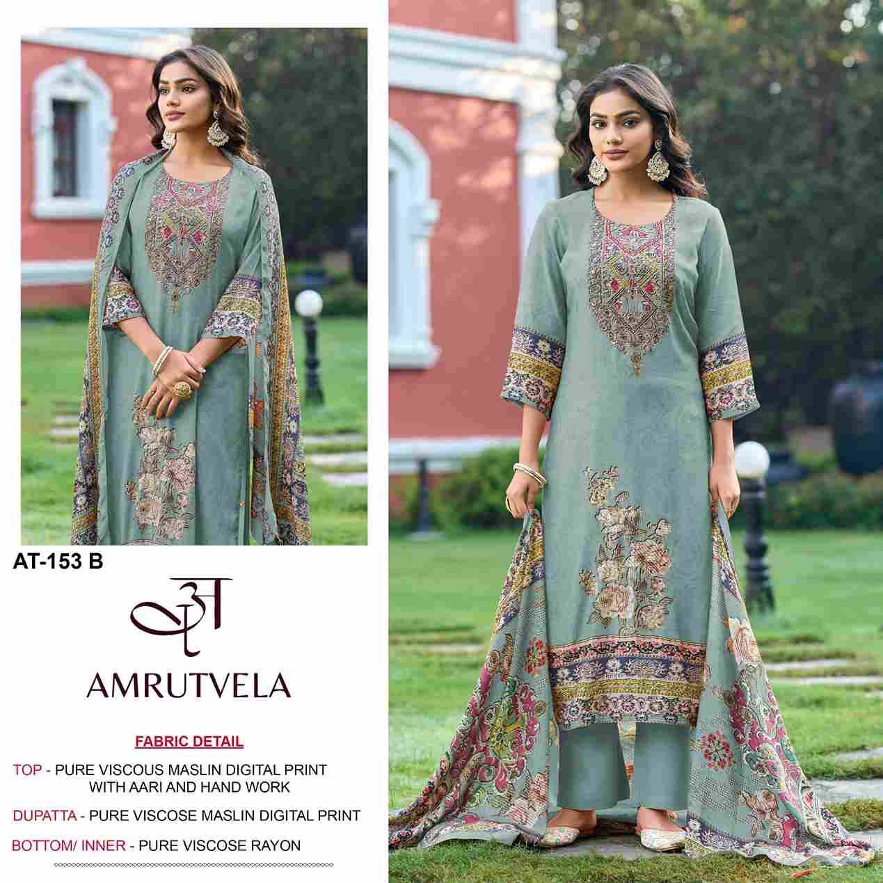 Amrutvela Hit Design AT-153 Colours By Amrutvela AT-153-A To AT-153-D Series Designer Pakistani Suits Collection Beautiful Stylish Fancy Colorful Party Wear & Occasional Wear Viscose Muslin Dresses At Wholesale Price