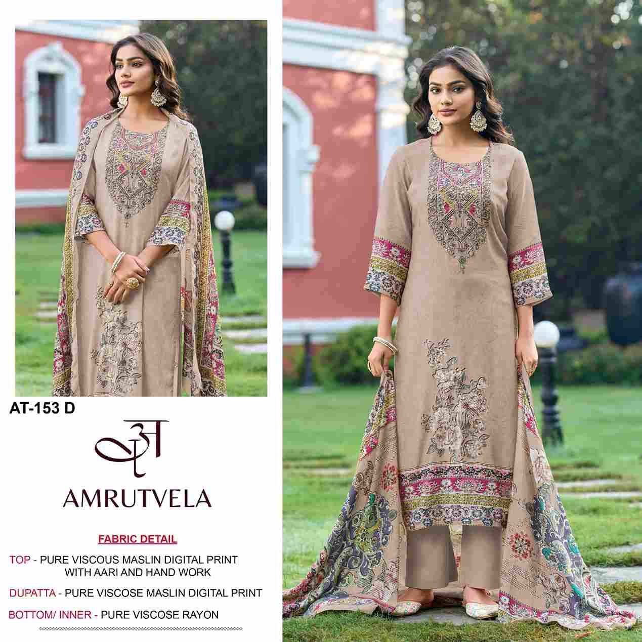 Amrutvela Hit Design AT-153 Colours By Amrutvela AT-153-A To AT-153-D Series Designer Pakistani Suits Collection Beautiful Stylish Fancy Colorful Party Wear & Occasional Wear Viscose Muslin Dresses At Wholesale Price