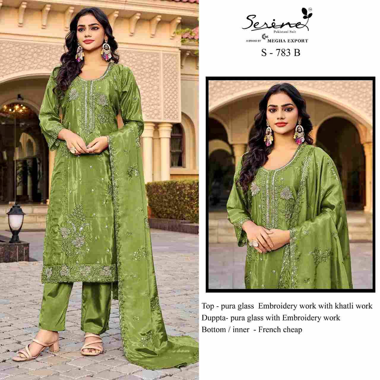 Serene Hit Design S-783 Colours By Serene S-783-A To S-783-D Series Pakistani Suits Beautiful Fancy Colorful Stylish Party Wear & Occasional Wear Fancy Embroidery Dresses At Wholesale Price