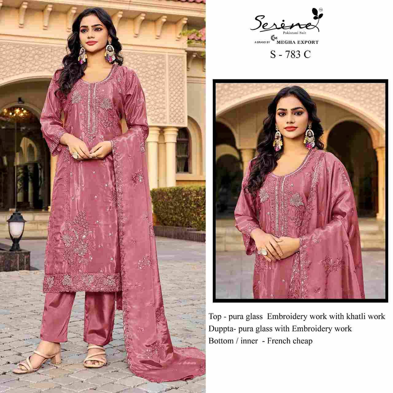 Serene Hit Design S-783 Colours By Serene S-783-A To S-783-D Series Pakistani Suits Beautiful Fancy Colorful Stylish Party Wear & Occasional Wear Fancy Embroidery Dresses At Wholesale Price