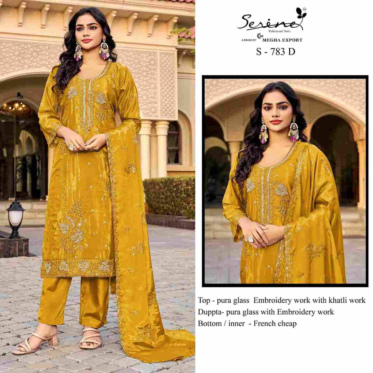 Serene Hit Design S-783 Colours By Serene S-783-A To S-783-D Series Pakistani Suits Beautiful Fancy Colorful Stylish Party Wear & Occasional Wear Fancy Embroidery Dresses At Wholesale Price