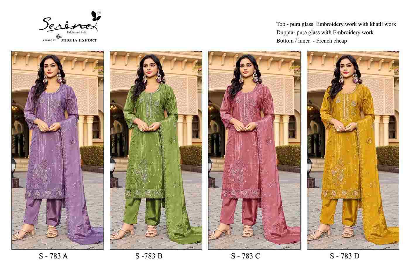 Serene Hit Design S-783 Colours By Serene S-783-A To S-783-D Series Pakistani Suits Beautiful Fancy Colorful Stylish Party Wear & Occasional Wear Fancy Embroidery Dresses At Wholesale Price