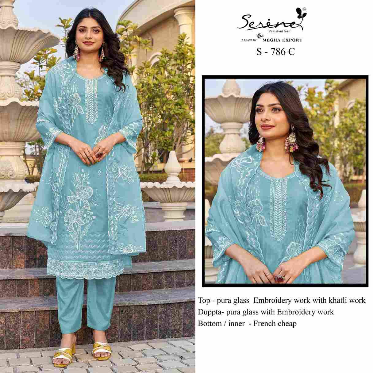 Serene Hit Design S-786 Colours By Serene S-786-A To S-786-D Series Pakistani Suits Beautiful Fancy Colorful Stylish Party Wear & Occasional Wear Fancy Embroidery Dresses At Wholesale Price