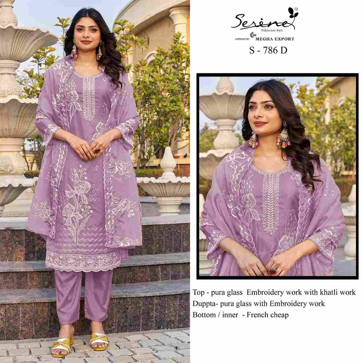 Serene Hit Design S-786 Colours By Serene S-786-A To S-786-D Series Pakistani Suits Beautiful Fancy Colorful Stylish Party Wear & Occasional Wear Fancy Embroidery Dresses At Wholesale Price
