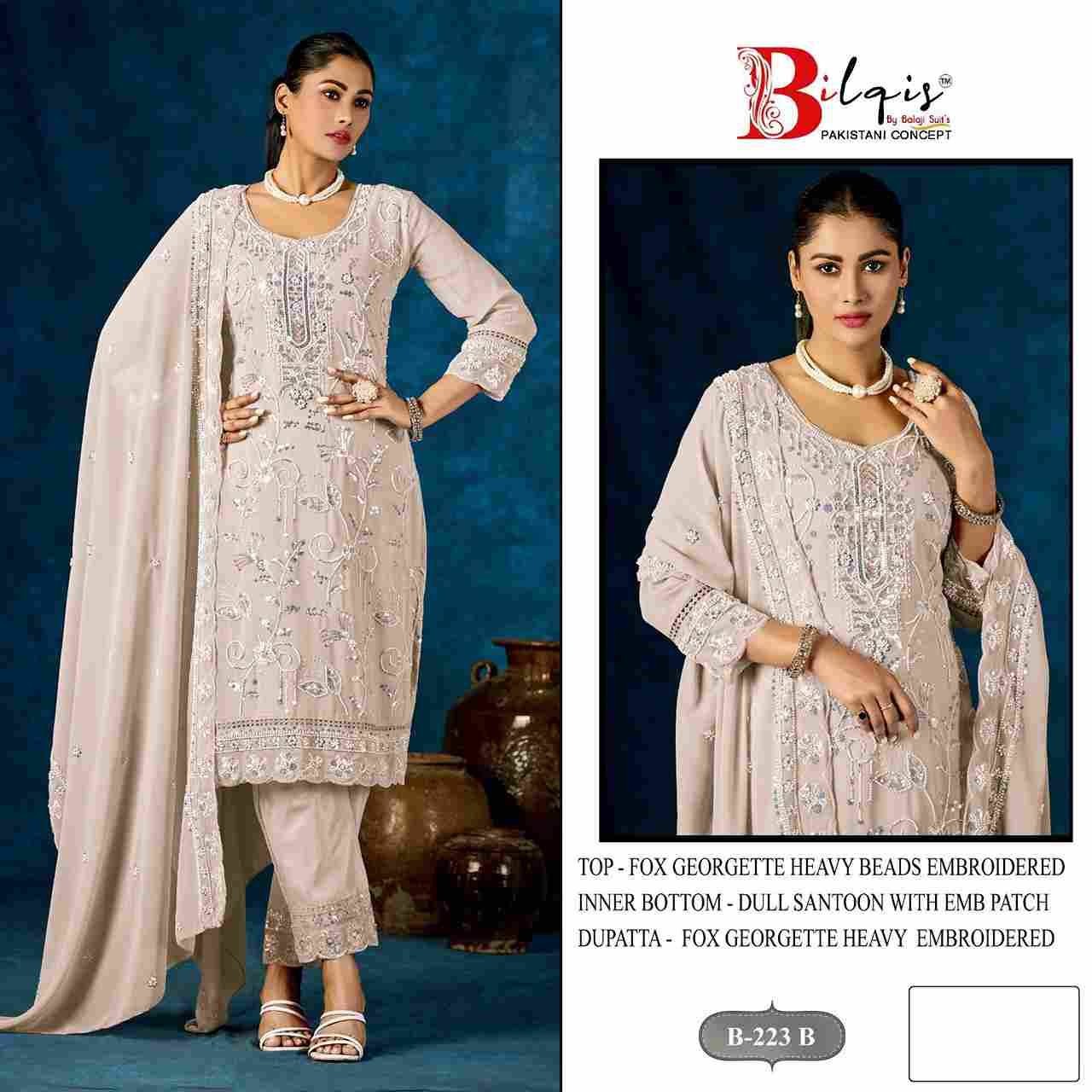 Bilqis 223 Colours By Bilqis 223-A To 223-D Series Beautiful Pakistani Suits Stylish Fancy Colorful Party Wear & Occasional Wear Faux Georgette Embroidery Dresses At Wholesale Price