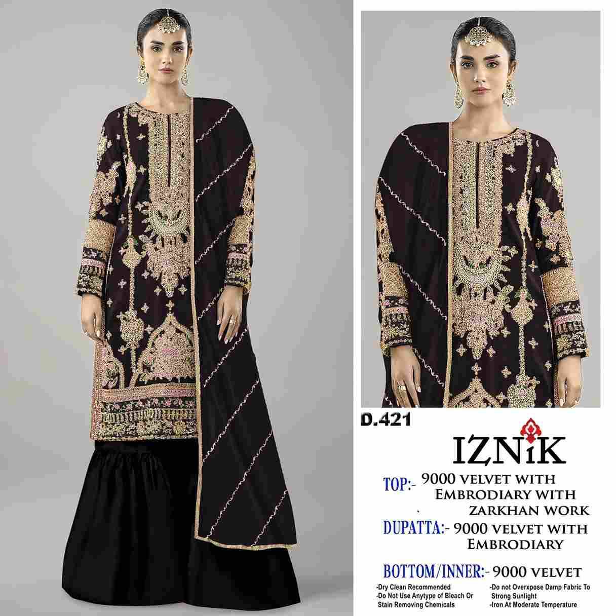 Iznik 421 Colours By Iznik Fab 421-A To 421-D Series Designer Pakistani Suits Beautiful Stylish Fancy Colorful Party Wear & Occasional Wear Velvet With Embroidery Dresses At Wholesale Price