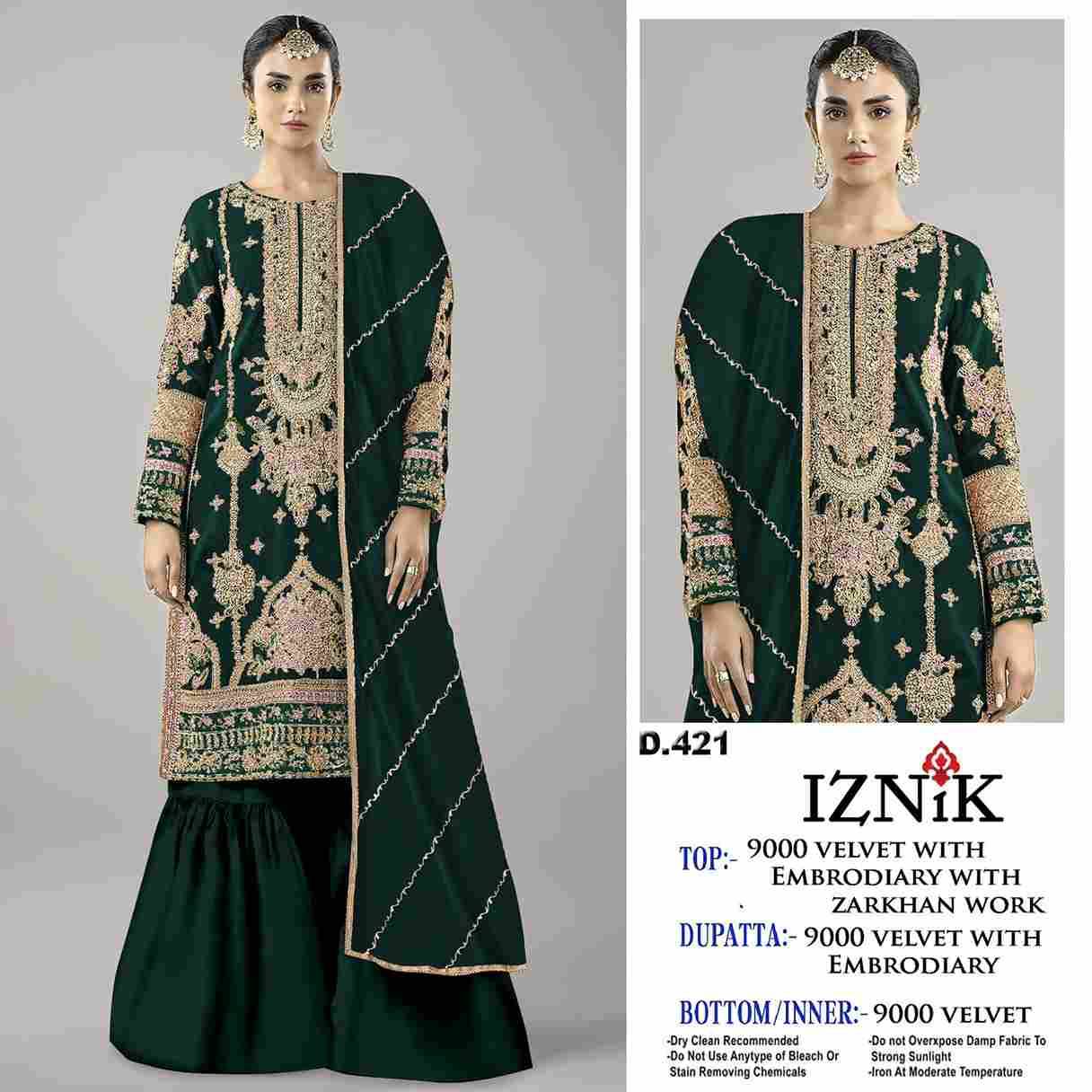 Iznik 421 Colours By Iznik Fab 421-A To 421-D Series Designer Pakistani Suits Beautiful Stylish Fancy Colorful Party Wear & Occasional Wear Velvet With Embroidery Dresses At Wholesale Price