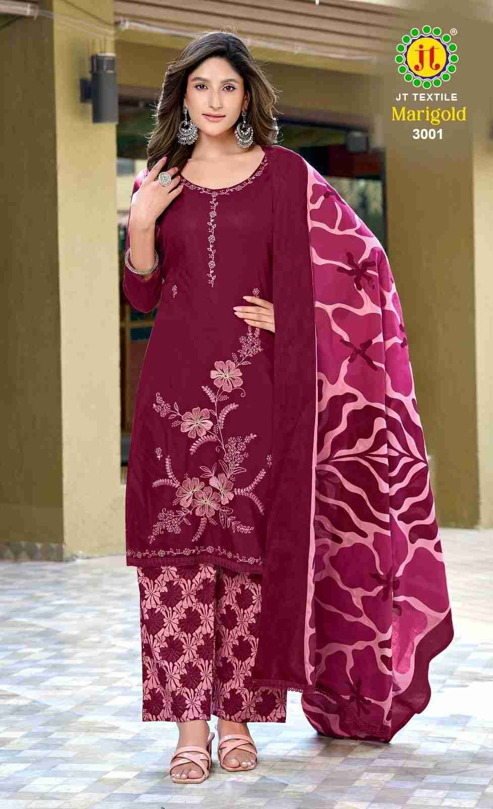 Marigold Vol-3 By JT 3001 To 3005 Series Beautiful Festive Suits Colorful Stylish Fancy Casual Wear & Ethnic Wear Rayon Dresses At Wholesale Price