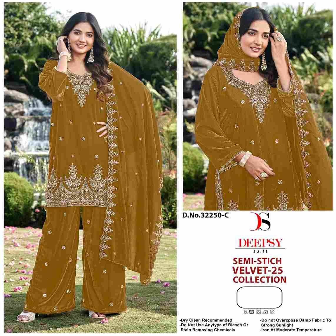 Velvet 32250 Colours By Deepsy Suits 32250-A To 32250-D Series Beautiful Stylish Pakistani Suits Fancy Colorful Casual Wear & Ethnic Wear & Ready To Wear Heavy Velvet Embroidery Dresses At Wholesale Price