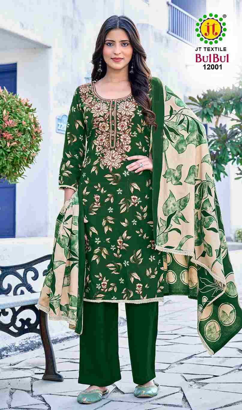 Bulbul Vol-12 By JT 12001 To 12005 Series Beautiful Festive Suits Colorful Stylish Fancy Casual Wear & Ethnic Wear Rayon Dresses At Wholesale Price