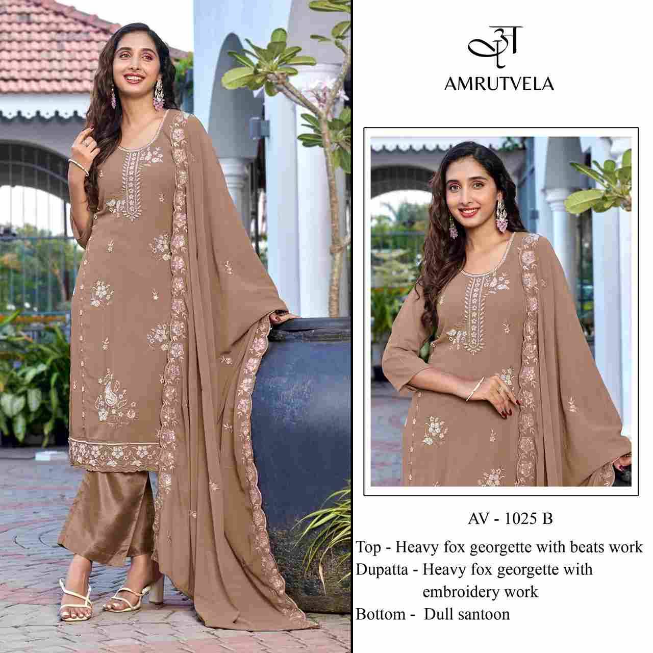 Amrutvela Hit Design AV-1025 Colours By Amrutvela AV-1025-A To AV-1025-D Series Designer Pakistani Suits Collection Beautiful Stylish Fancy Colorful Party Wear & Occasional Wear Faux Georgette Dresses At Wholesale Price