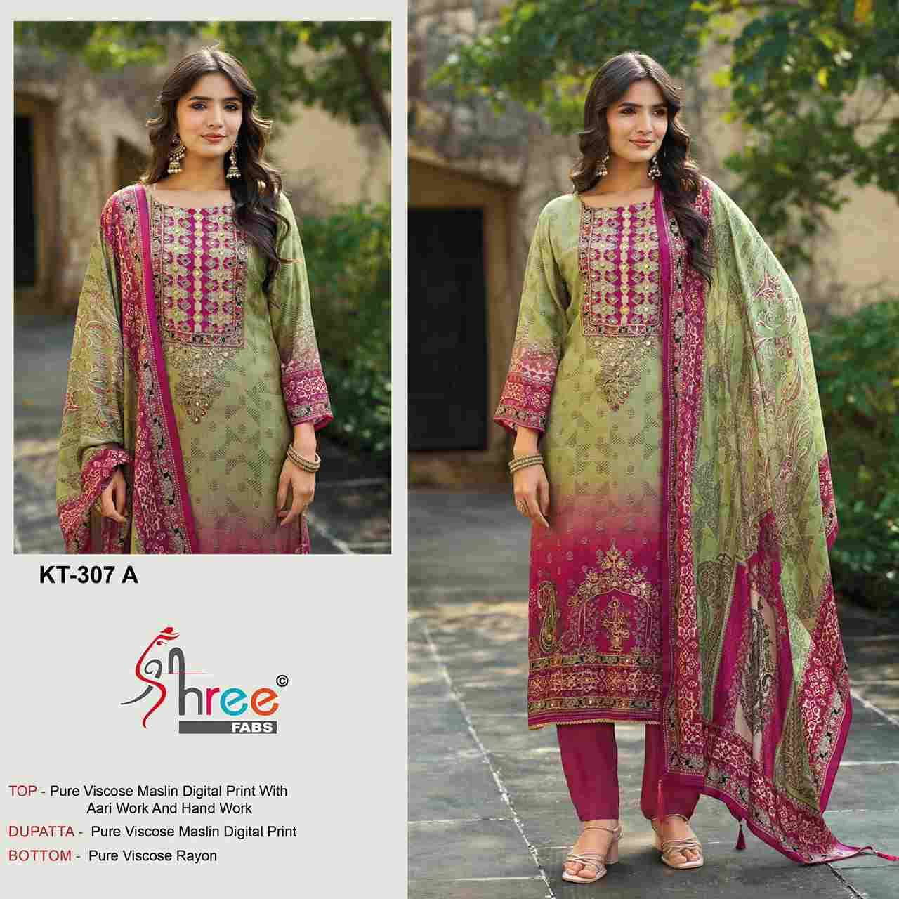Shree Fabs Hit Design Kt-307 Colours By Shree Fabs KT-307-A To KT-307-D Series Designer Pakistani Suits Beautiful Fancy Stylish Colorful Party Wear & Occasional Wear Pure Viscose Muslin Embroidery Dresses At Wholesale Price