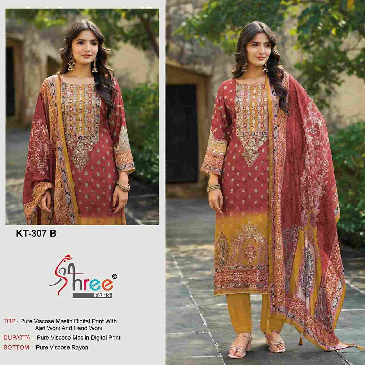 Shree Fabs Hit Design Kt-307 Colours By Shree Fabs KT-307-A To KT-307-D Series Designer Pakistani Suits Beautiful Fancy Stylish Colorful Party Wear & Occasional Wear Pure Viscose Muslin Embroidery Dresses At Wholesale Price