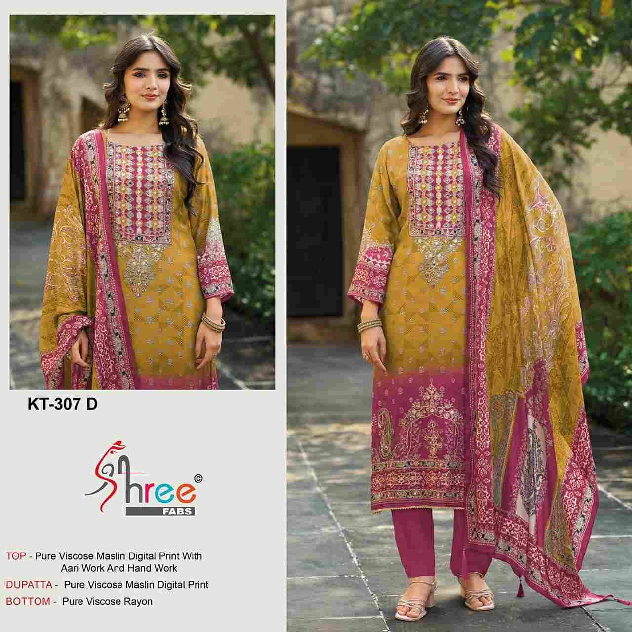Shree Fabs Hit Design Kt-307 Colours By Shree Fabs KT-307-A To KT-307-D Series Designer Pakistani Suits Beautiful Fancy Stylish Colorful Party Wear & Occasional Wear Pure Viscose Muslin Embroidery Dresses At Wholesale Price
