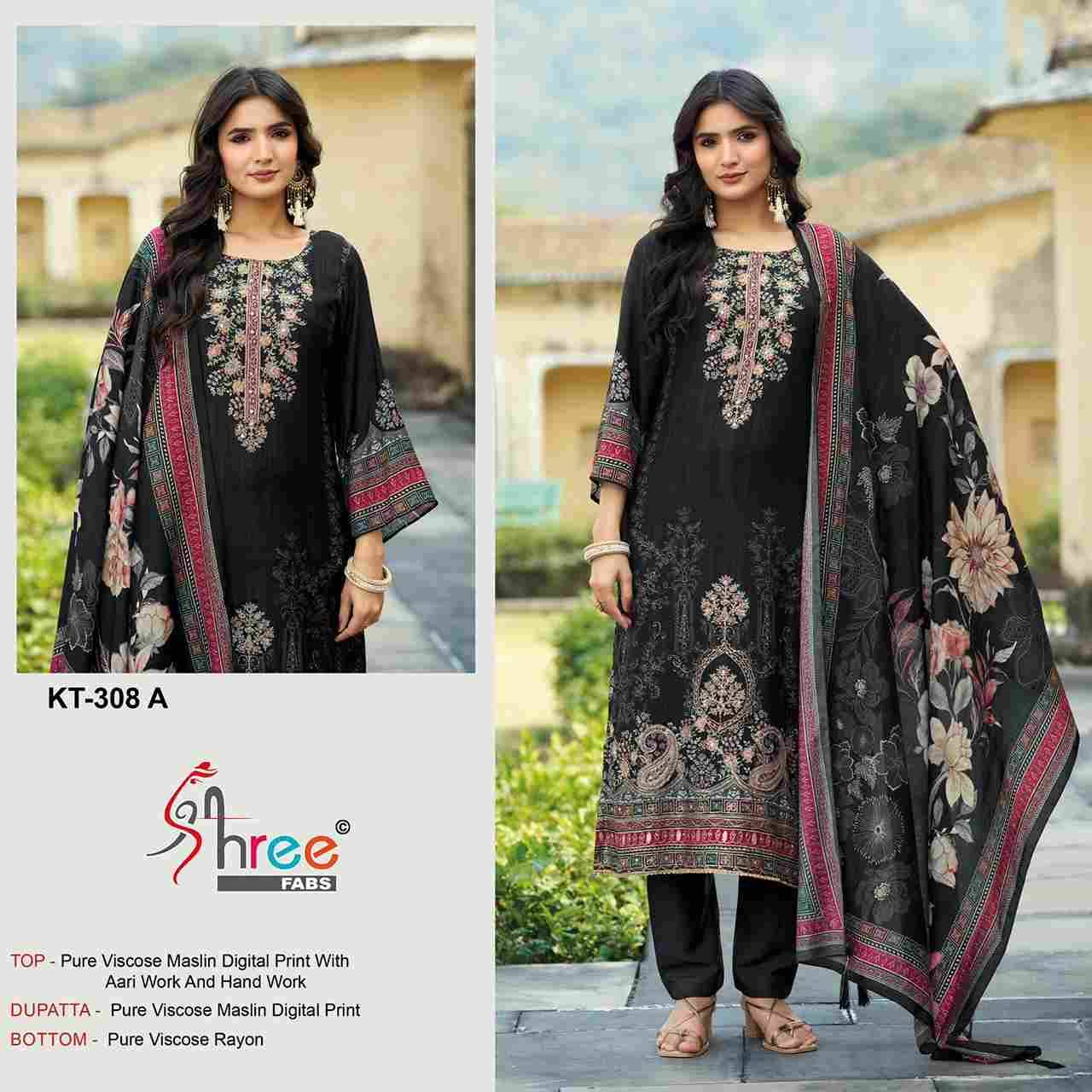 Shree Fabs Hit Design Kt-308 Colours By Shree Fabs KT-308-A To KT-308-D Series Designer Pakistani Suits Beautiful Fancy Stylish Colorful Party Wear & Occasional Wear Pure Viscose Muslin Embroidery Dresses At Wholesale Price