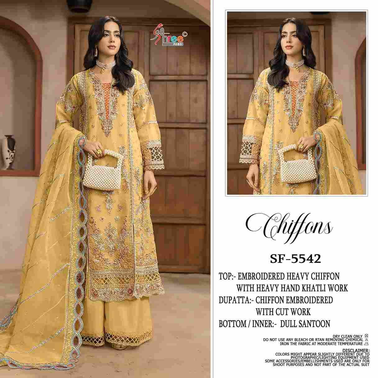 Shree Fabs Hit Design SF-5542 Colours By Shree Fabs SF-5542-A To SF-5542-D Series Beautiful Stylish Pakistani Suits Fancy Colorful Casual Wear & Ethnic Wear & Ready To Wear Chiffon Embroidery Dresses At Wholesale Price