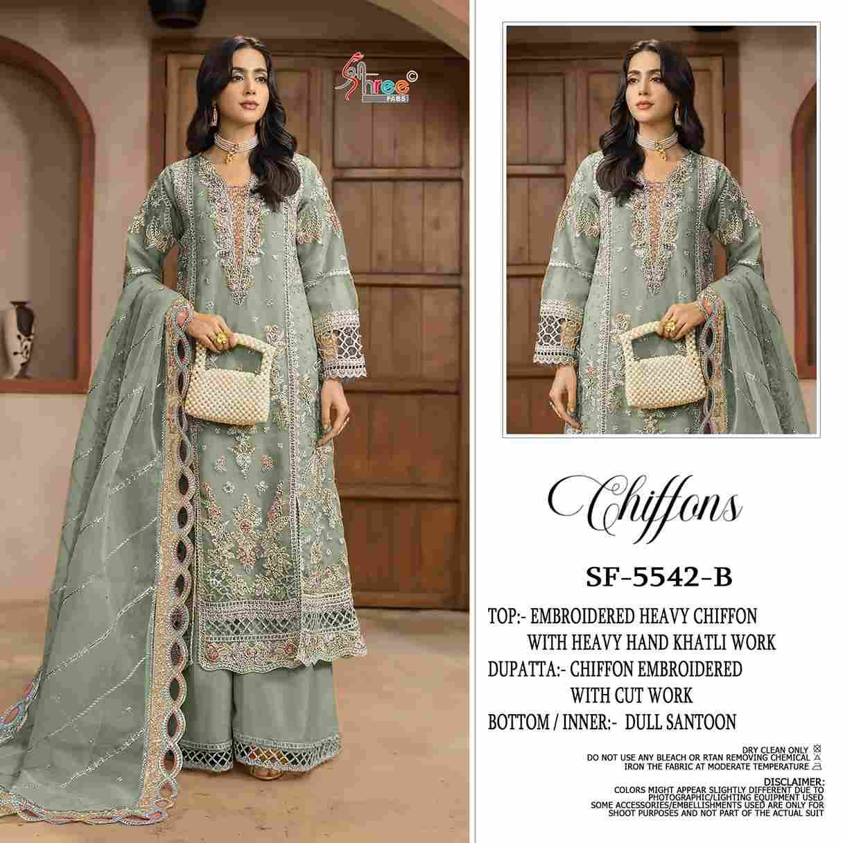 Shree Fabs Hit Design SF-5542 Colours By Shree Fabs SF-5542-A To SF-5542-D Series Beautiful Stylish Pakistani Suits Fancy Colorful Casual Wear & Ethnic Wear & Ready To Wear Chiffon Embroidery Dresses At Wholesale Price