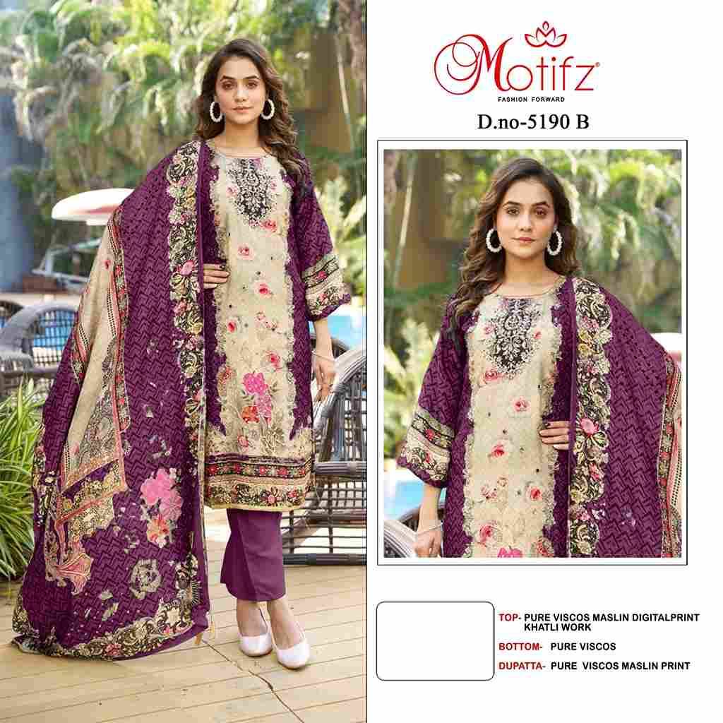 Motifz Hit Design 5190 Colours By Motifz 5190-A To 5190-D Series Beautiful Pakistani Suits Colorful Stylish Fancy Casual Wear & Ethnic Wear Viscose Muslin Dresses At Wholesale Price