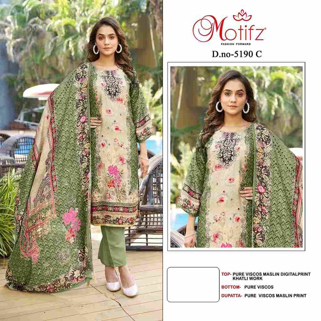 Motifz Hit Design 5190 Colours By Motifz 5190-A To 5190-D Series Beautiful Pakistani Suits Colorful Stylish Fancy Casual Wear & Ethnic Wear Viscose Muslin Dresses At Wholesale Price