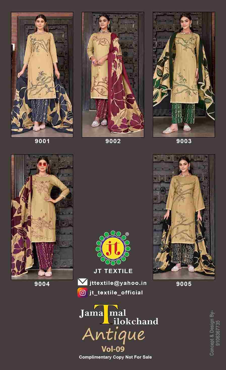 Antique Vol-9 By JT 9001 To 9005 Series Beautiful Festive Suits Colorful Stylish Fancy Casual Wear & Ethnic Wear Rayon Dresses At Wholesale Price