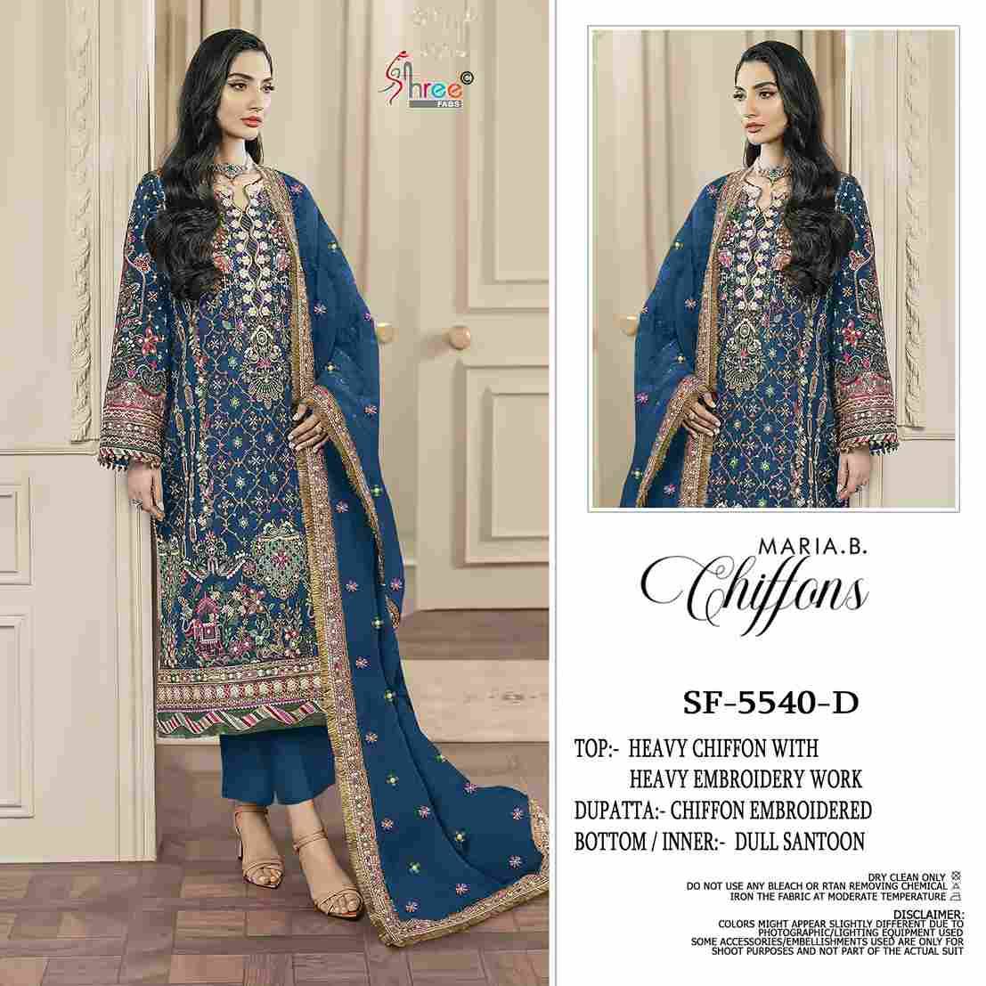 Shree Fabs Hit Design SF-5540 Colours By Shree Fabs SF-5540-A To SF-5540-D Series Beautiful Stylish Pakistani Suits Fancy Colorful Casual Wear & Ethnic Wear & Ready To Wear Chiffon Embroidery Dresses At Wholesale Price