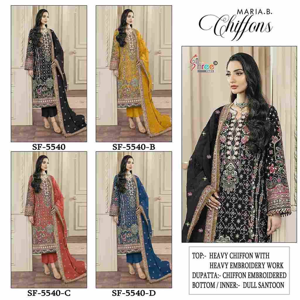 Shree Fabs Hit Design SF-5540 Colours By Shree Fabs SF-5540-A To SF-5540-D Series Beautiful Stylish Pakistani Suits Fancy Colorful Casual Wear & Ethnic Wear & Ready To Wear Chiffon Embroidery Dresses At Wholesale Price