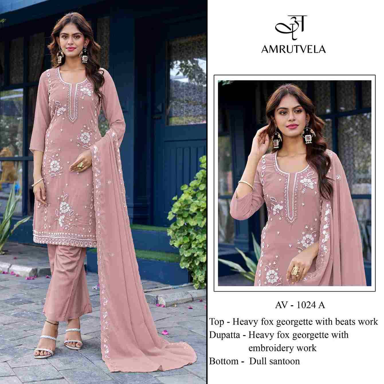 Amrutvela Hit Design AV-1024 Colours By Amrutvela AV-1024-A To AV-1024-D Series Designer Pakistani Suits Collection Beautiful Stylish Fancy Colorful Party Wear & Occasional Wear Faux Georgette Dresses At Wholesale Price