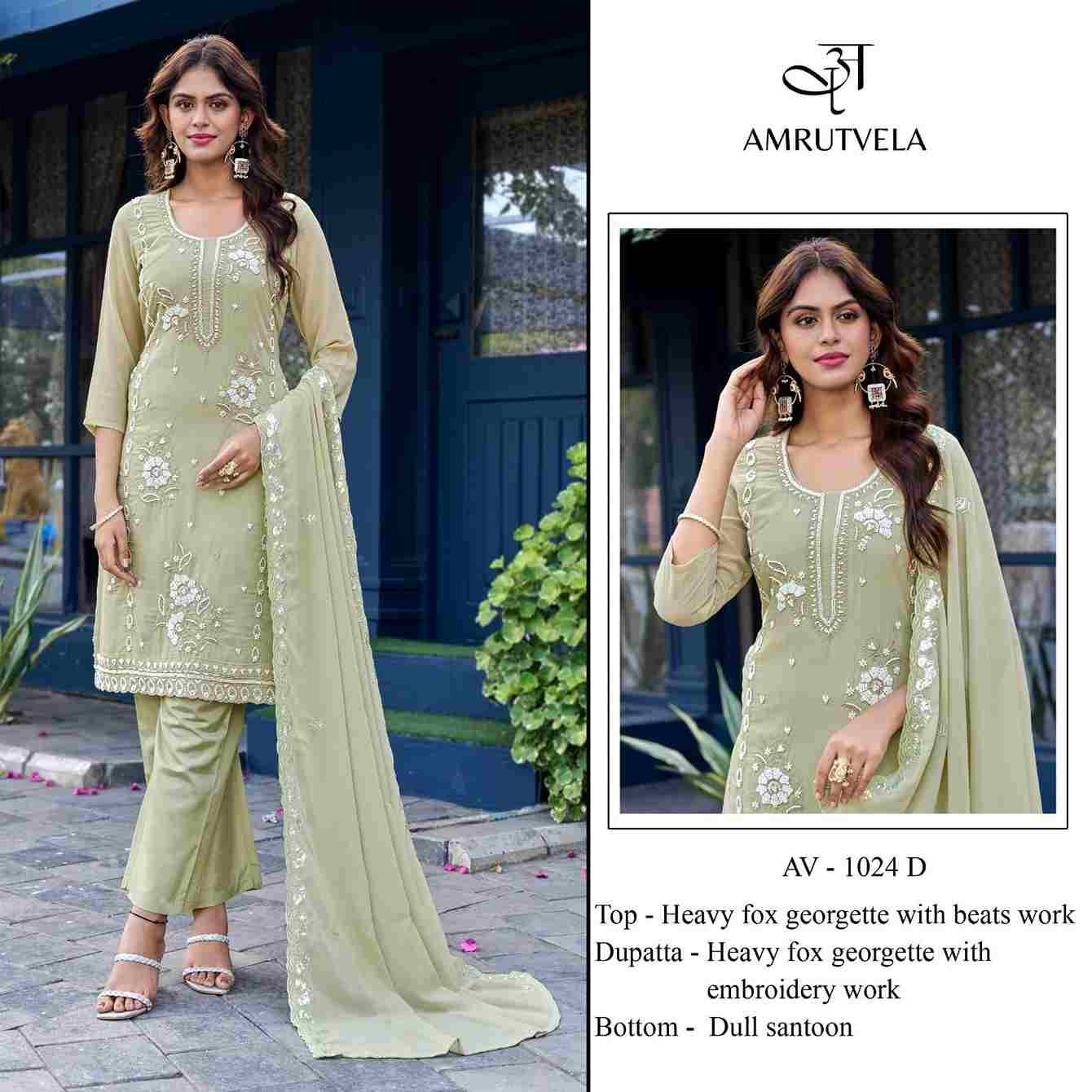Amrutvela Hit Design AV-1024 Colours By Amrutvela AV-1024-A To AV-1024-D Series Designer Pakistani Suits Collection Beautiful Stylish Fancy Colorful Party Wear & Occasional Wear Faux Georgette Dresses At Wholesale Price
