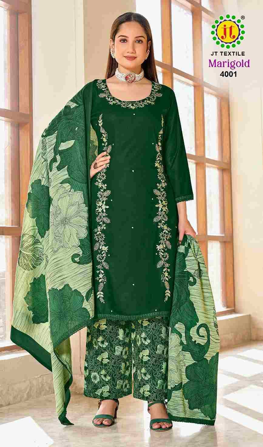 Marigold Vol-4 By JT 4001 To 4005 Series Beautiful Festive Suits Colorful Stylish Fancy Casual Wear & Ethnic Wear Rayon Dresses At Wholesale Price