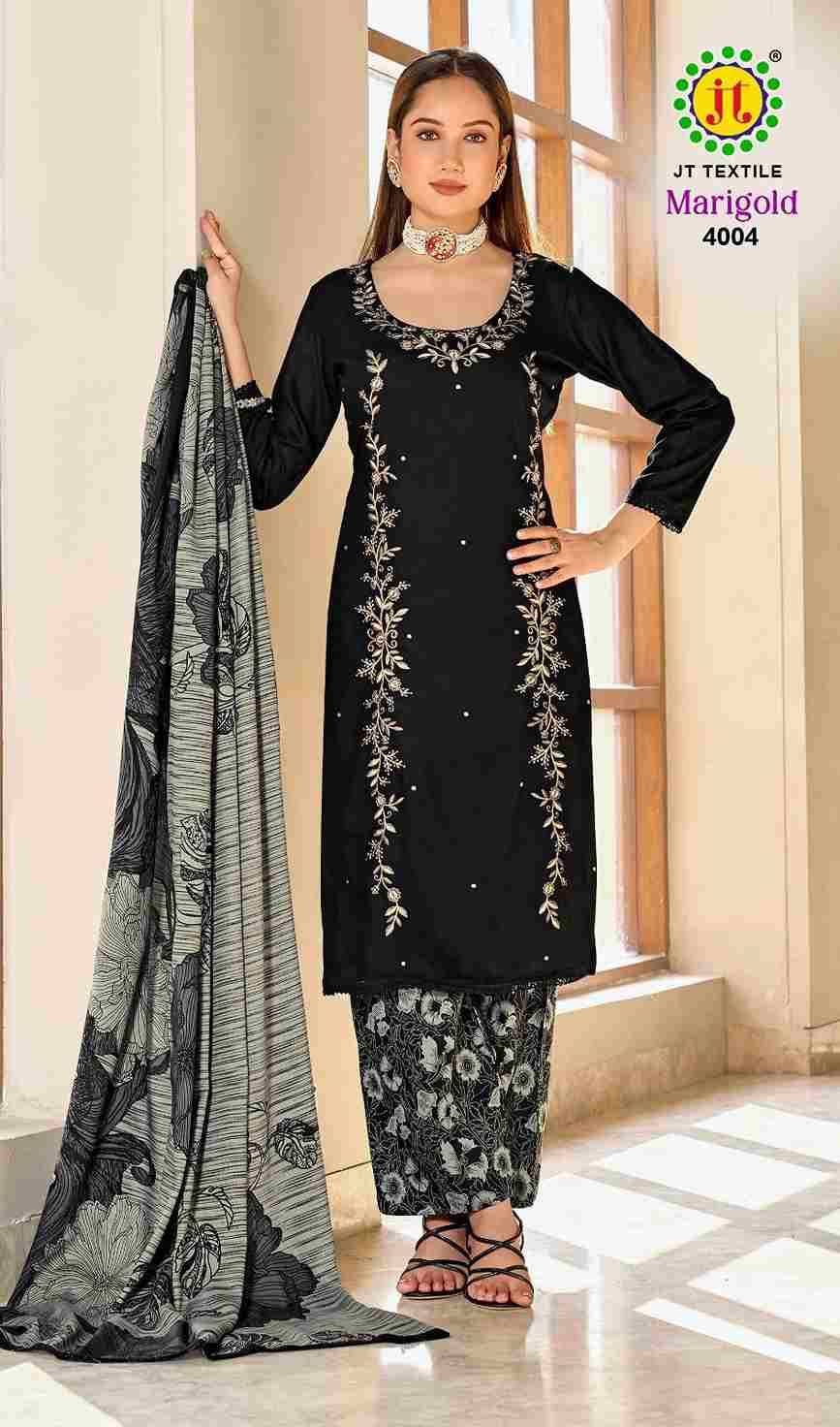 Marigold Vol-4 By JT 4001 To 4005 Series Beautiful Festive Suits Colorful Stylish Fancy Casual Wear & Ethnic Wear Rayon Dresses At Wholesale Price