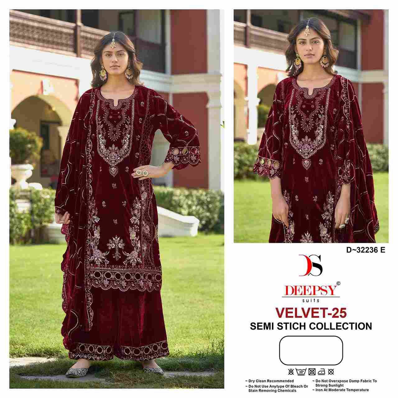 Velvet 32236 Colours Vol-2 By Deepsy Suits 32236-E To 32236-H Series Beautiful Stylish Pakistani Suits Fancy Colorful Casual Wear & Ethnic Wear & Ready To Wear Heavy Velvet Embroidery Dresses At Wholesale Price