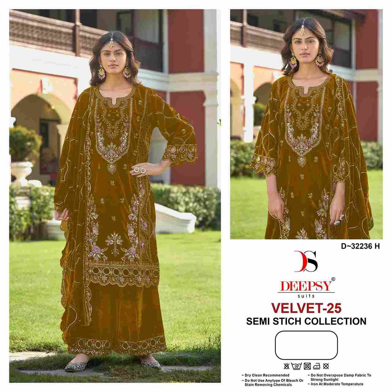 Velvet 32236 Colours Vol-2 By Deepsy Suits 32236-E To 32236-H Series Beautiful Stylish Pakistani Suits Fancy Colorful Casual Wear & Ethnic Wear & Ready To Wear Heavy Velvet Embroidery Dresses At Wholesale Price