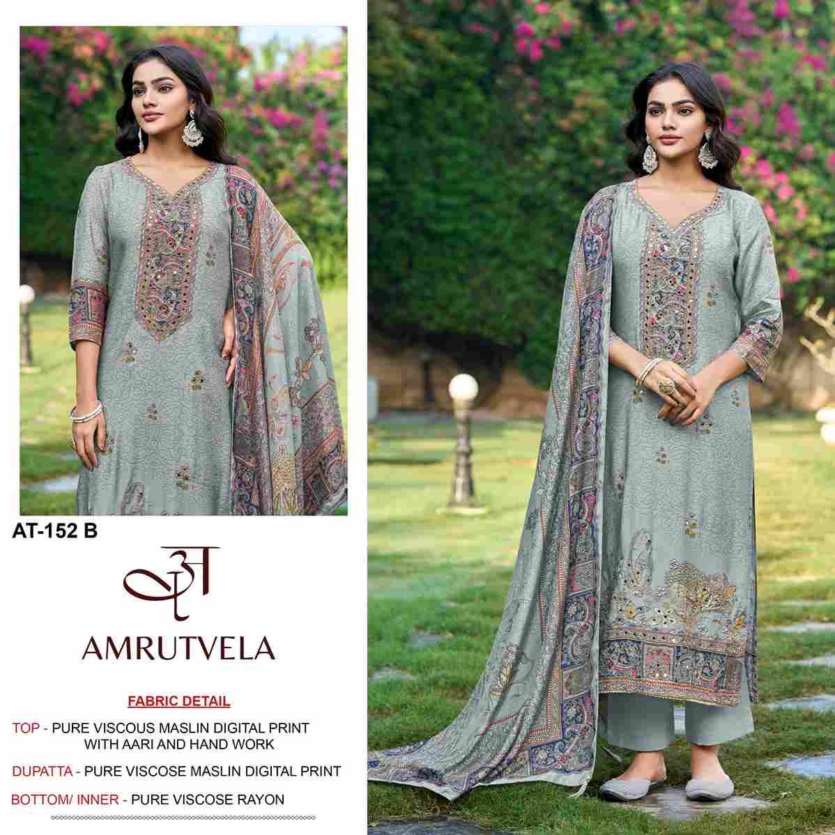 Amrutvela Hit Design AT-152 Colours By Amrutvela AT-152-A To AT-152-D Series Designer Pakistani Suits Collection Beautiful Stylish Fancy Colorful Party Wear & Occasional Wear Viscose Muslin Dresses At Wholesale Price