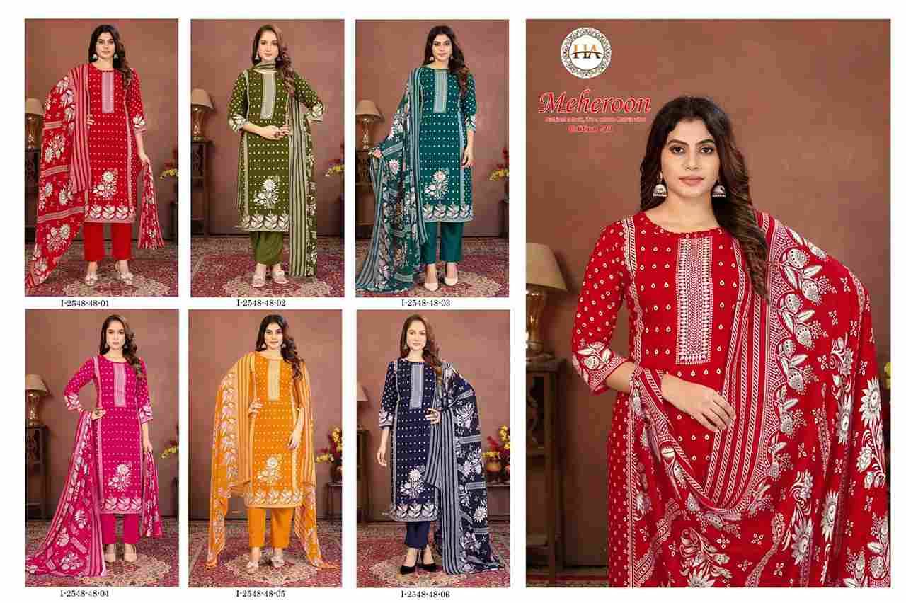Meheroon Vol-20 By Harshit Fashion Hub 2548-48-01 To 2548-48-06 Series Beautiful Festive Suits Stylish Fancy Colorful Casual Wear & Ethnic Wear Pure Viscose Rayon Dresses At Wholesale Price