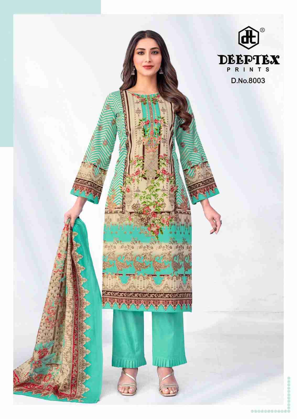 Roohi Zara Vol-8 By Deeptex Prints 8001 To 8008 Series Beautiful Stylish Festive Suits Fancy Colorful Casual Wear & Ethnic Wear & Ready To Wear Heavy Lawn Print Dresses At Wholesale Price