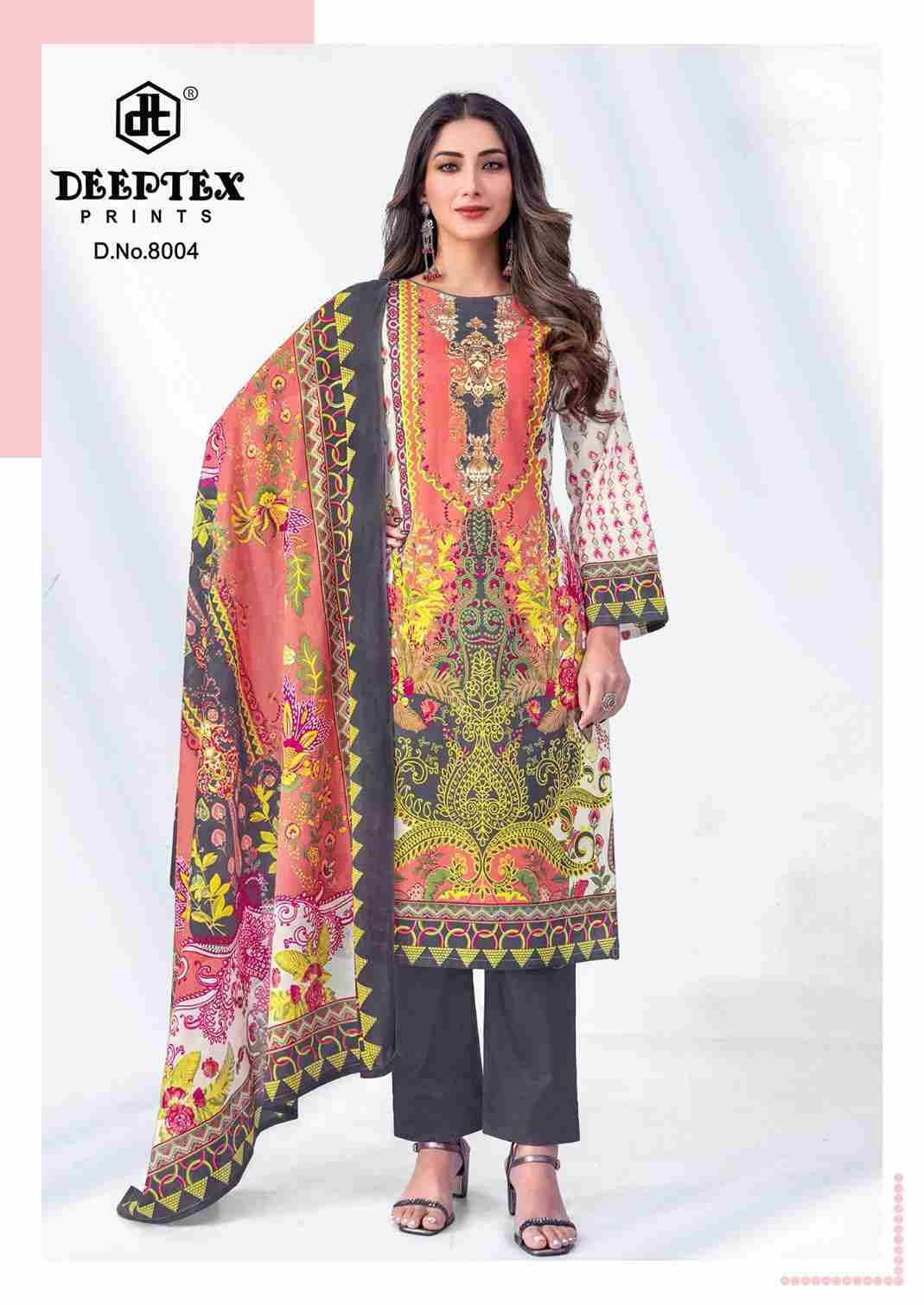Roohi Zara Vol-8 By Deeptex Prints 8001 To 8008 Series Beautiful Stylish Festive Suits Fancy Colorful Casual Wear & Ethnic Wear & Ready To Wear Heavy Lawn Print Dresses At Wholesale Price