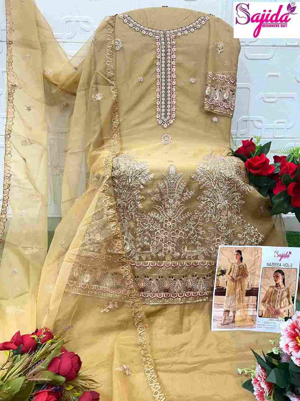 Nazeeza Vol-2 By Sajida Designer Suit 1092-A To 1092-D Series Beautiful Pakistani Suits Colorful Stylish Fancy Casual Wear & Ethnic Wear Heavy Organza Embroidered Dresses At Wholesale Price