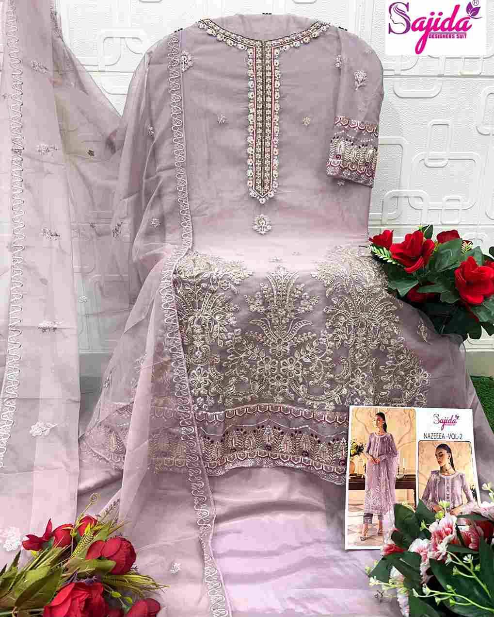 Nazeeza Vol-2 By Sajida Designer Suit 1092-A To 1092-D Series Beautiful Pakistani Suits Colorful Stylish Fancy Casual Wear & Ethnic Wear Heavy Organza Embroidered Dresses At Wholesale Price