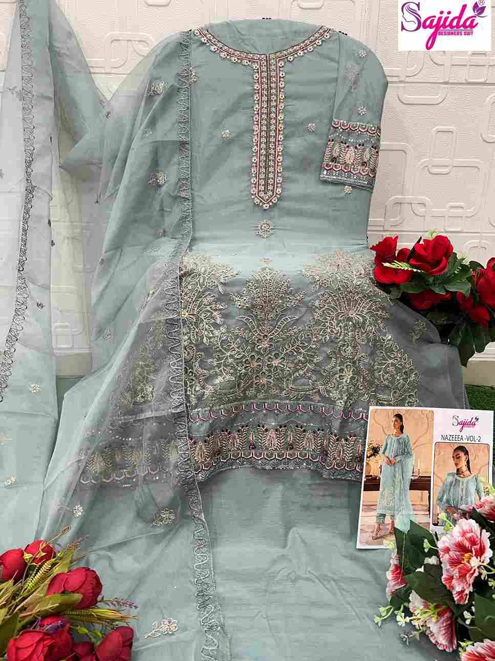 Nazeeza Vol-2 By Sajida Designer Suit 1092-A To 1092-D Series Beautiful Pakistani Suits Colorful Stylish Fancy Casual Wear & Ethnic Wear Heavy Organza Embroidered Dresses At Wholesale Price