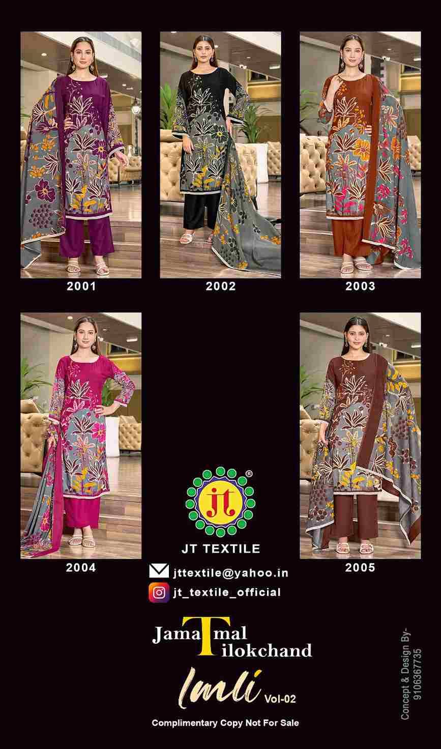 Imli Vol-2 By JT 2001 To 2005 Series Beautiful Festive Suits Colorful Stylish Fancy Casual Wear & Ethnic Wear Rayon Dresses At Wholesale Price