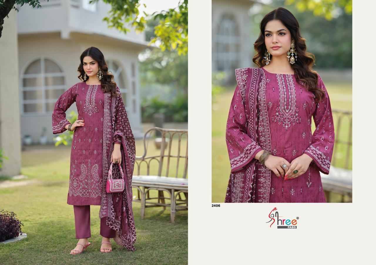 Bin Saeed Lawn Collection Vol-24 By Shree Fabs 2401 To 2406 Series Beautiful Pakistani Suits Colorful Stylish Fancy Casual Wear & Ethnic Wear Pure Lawn Cotton With Embroidered Dresses At Wholesale Price
