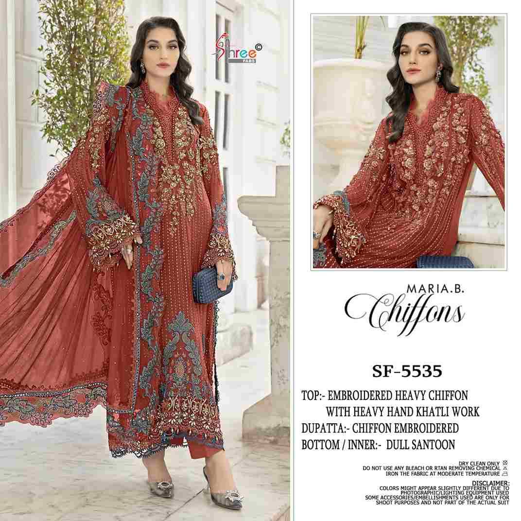 Shree Fabs Hit Design SF-5535 Colours By Shree Fabs SF-5535-A To SF-5535-D Series Beautiful Stylish Pakistani Suits Fancy Colorful Casual Wear & Ethnic Wear & Ready To Wear Chiffon Embroidery Dresses At Wholesale Price