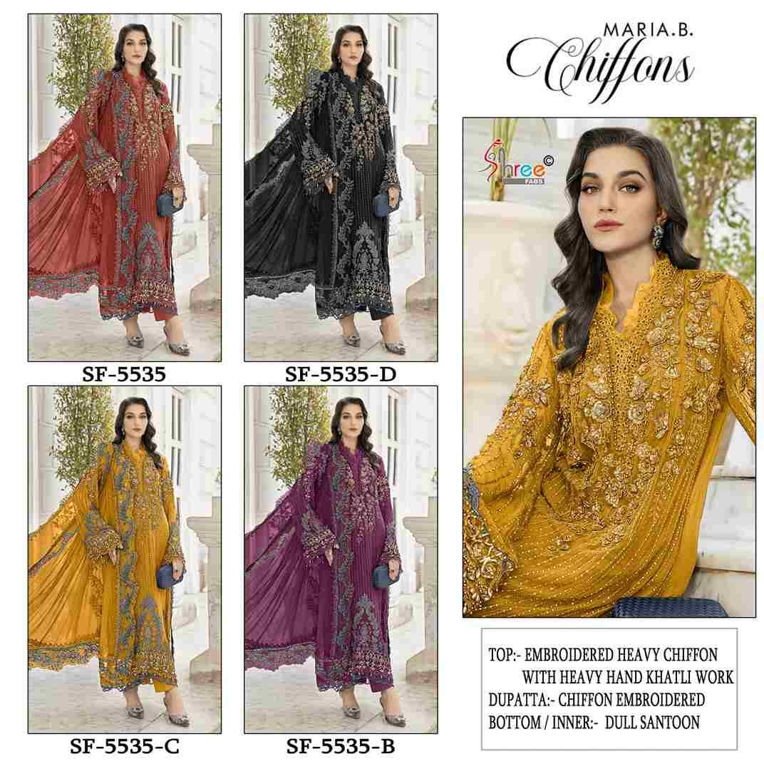 Shree Fabs Hit Design SF-5535 Colours By Shree Fabs SF-5535-A To SF-5535-D Series Beautiful Stylish Pakistani Suits Fancy Colorful Casual Wear & Ethnic Wear & Ready To Wear Chiffon Embroidery Dresses At Wholesale Price