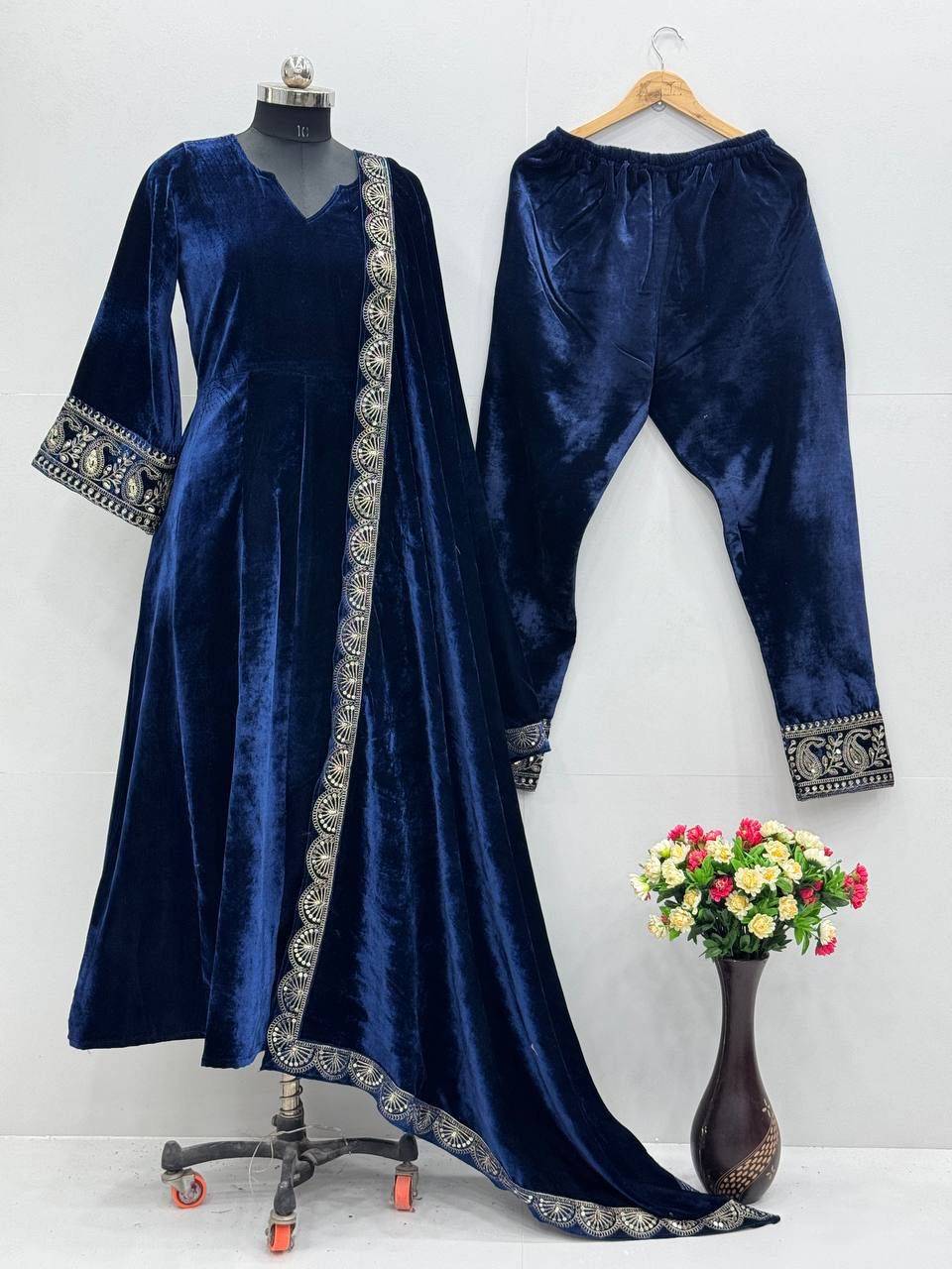 Kf-1662 By Fashid Wholesale Beautiful Stylish Festive Suits Fancy Colorful Casual Wear & Ethnic Wear & Ready To Wear Viscose Velvet Dresses At Wholesale Price