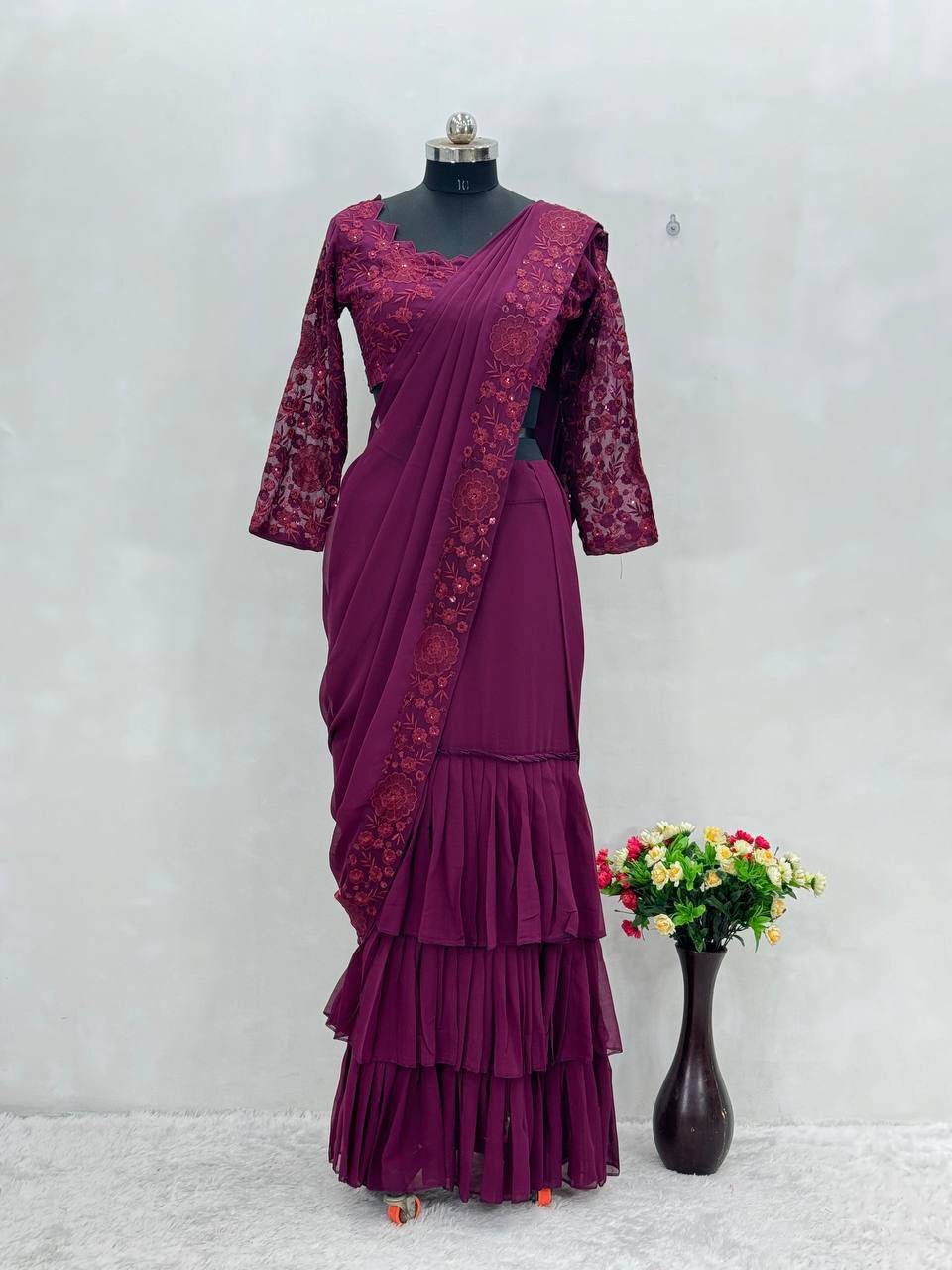 Kf-1663 By Fashid Wholesale 01 To 04 Series Beautiful Stylish Festive Suits Fancy Colorful Casual Wear & Ethnic Wear & Ready To Wear Heavy Faux Georgette Lehenga At Wholesale Price