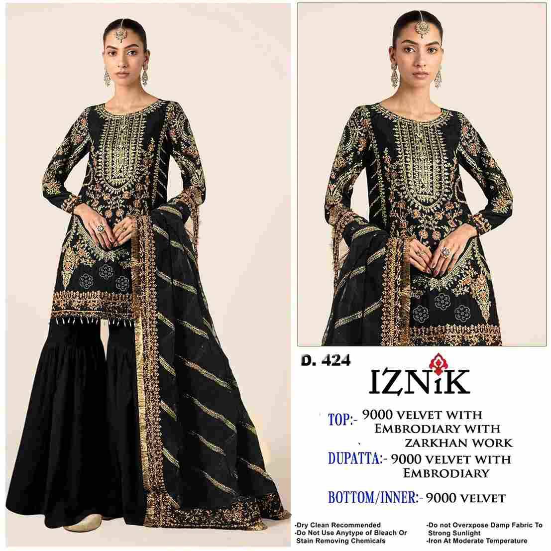 Iznik 424 Colours By Iznik Fab 424-A To 424-D Series Designer Pakistani Suits Beautiful Stylish Fancy Colorful Party Wear & Occasional Wear Velvet With Embroidery Dresses At Wholesale Price