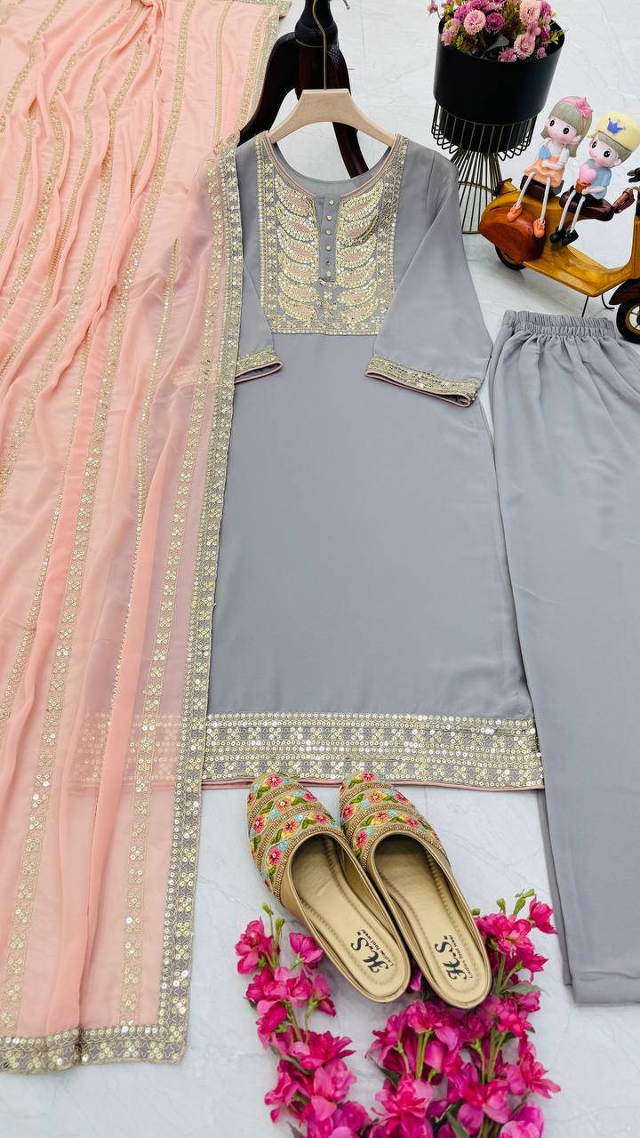 Zf-9290 By Fashid Wholesale Designer Stylish Fancy Colorful Beautiful Party Wear & Ethnic Wear Collection Faux Georgette Dresses At Wholesale Price