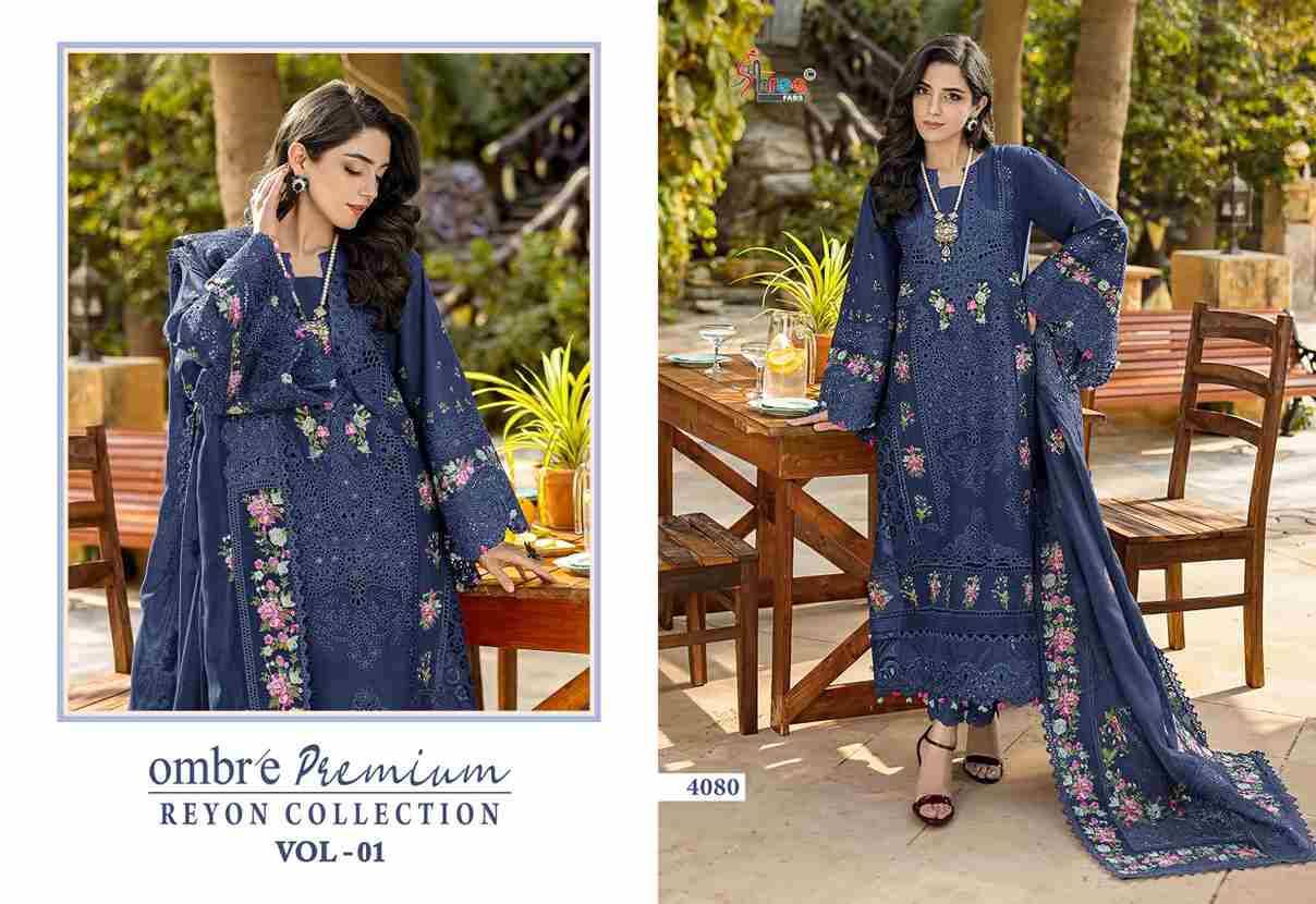 Ombre Premium Rayon Collection Vol-1 By Shree Fabs 4076 To 4080 Series Beautiful Pakistani Suits Colorful Stylish Fancy Casual Wear & Ethnic Wear Pure Cotton With Embroidered Dresses At Wholesale Price
