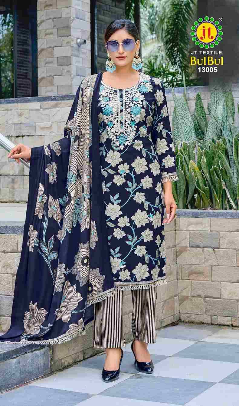 Bulbul Vol-13 By JT 13001 To 13005 Series Beautiful Festive Suits Colorful Stylish Fancy Casual Wear & Ethnic Wear Rayon Dresses At Wholesale Price